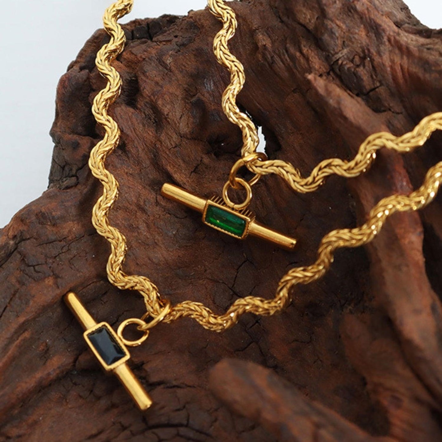 Stainless Steel Glass Cone Shaped Pendant Necklace Carauana Store