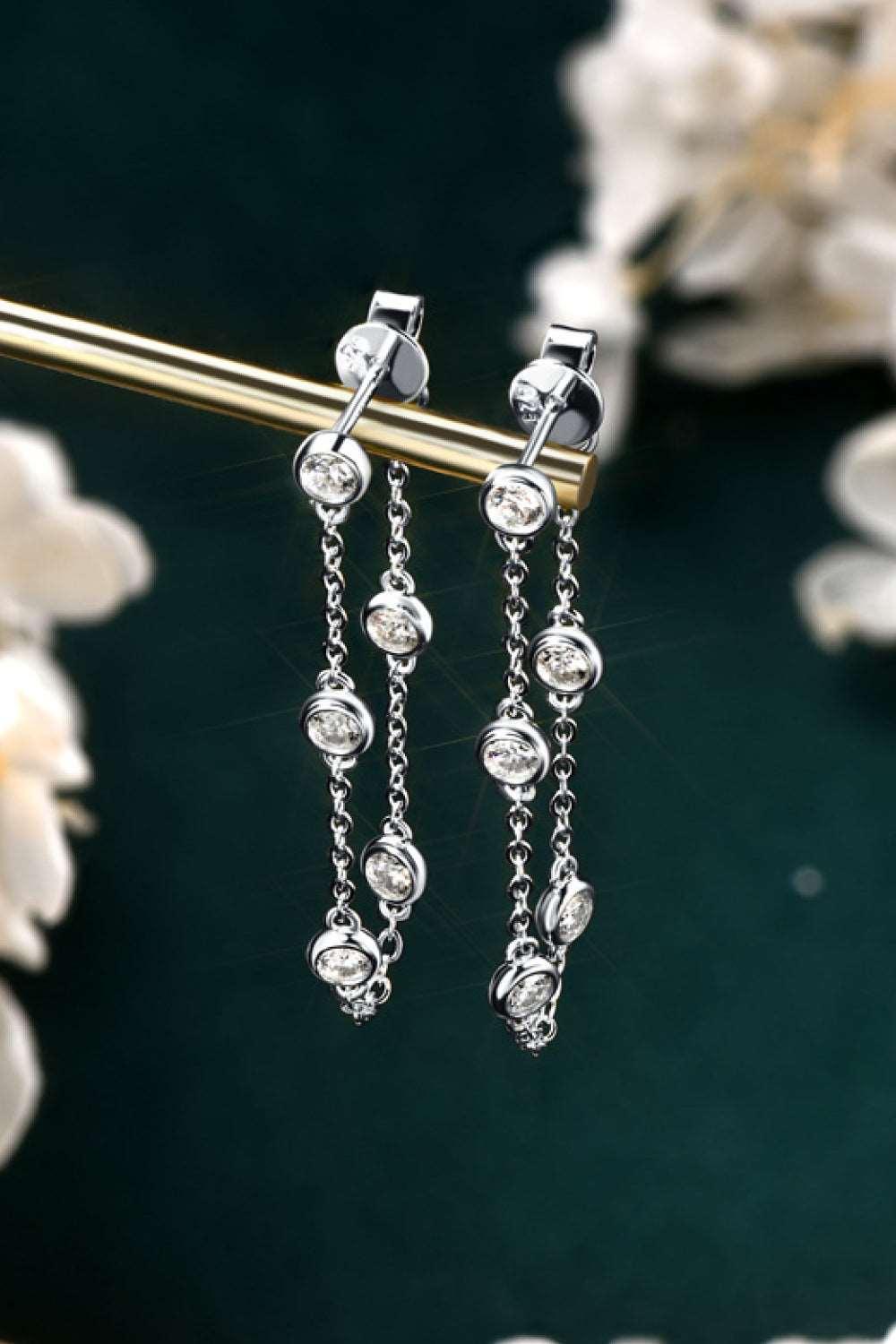 1 Carat Moissanite 925 Sterling Silver Chain Earrings Carauana Store