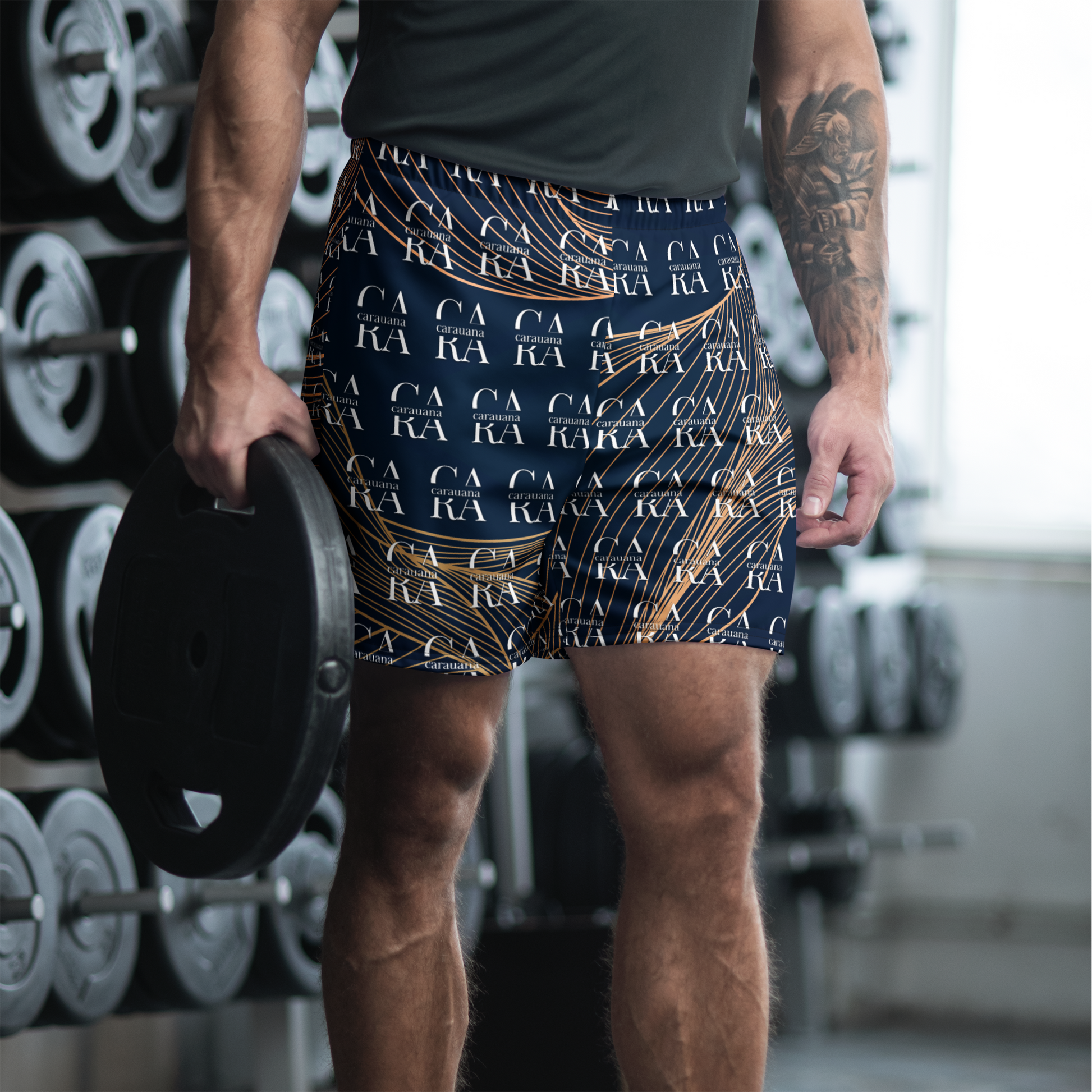 CaRaUaNa Athletic Shorts Unisex blue gold Carauana Store