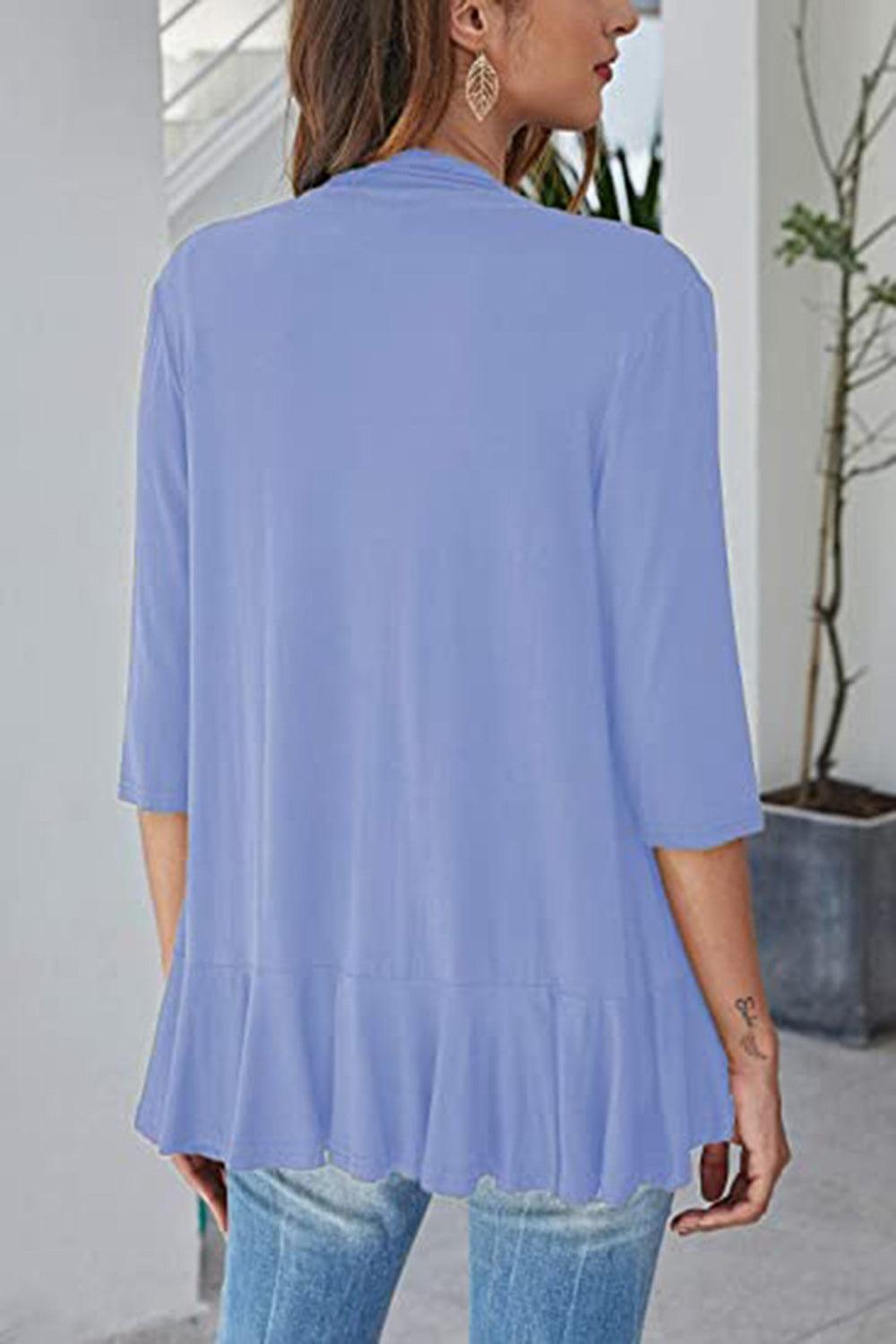 Open Front Three-Quarter Sleeve Cardigan Carauana Store
