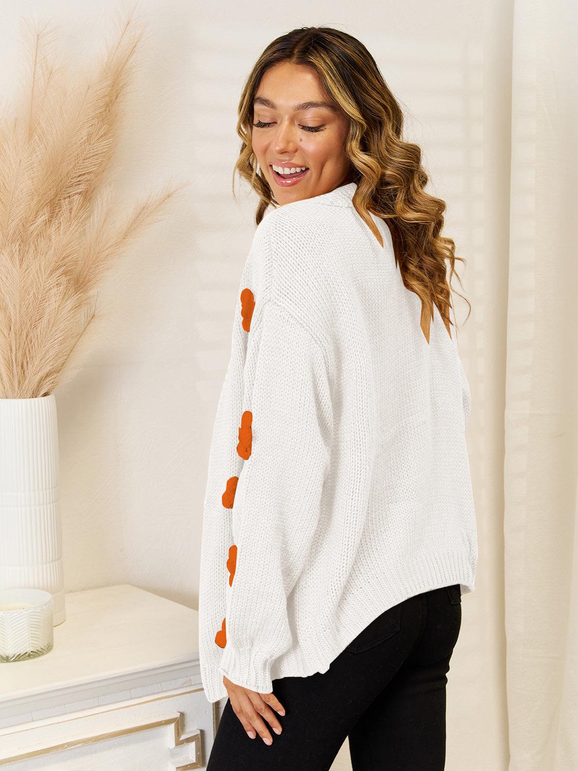 Angel Wings Flower Dropped Shoulder Open Front Cardigan Carauana Store