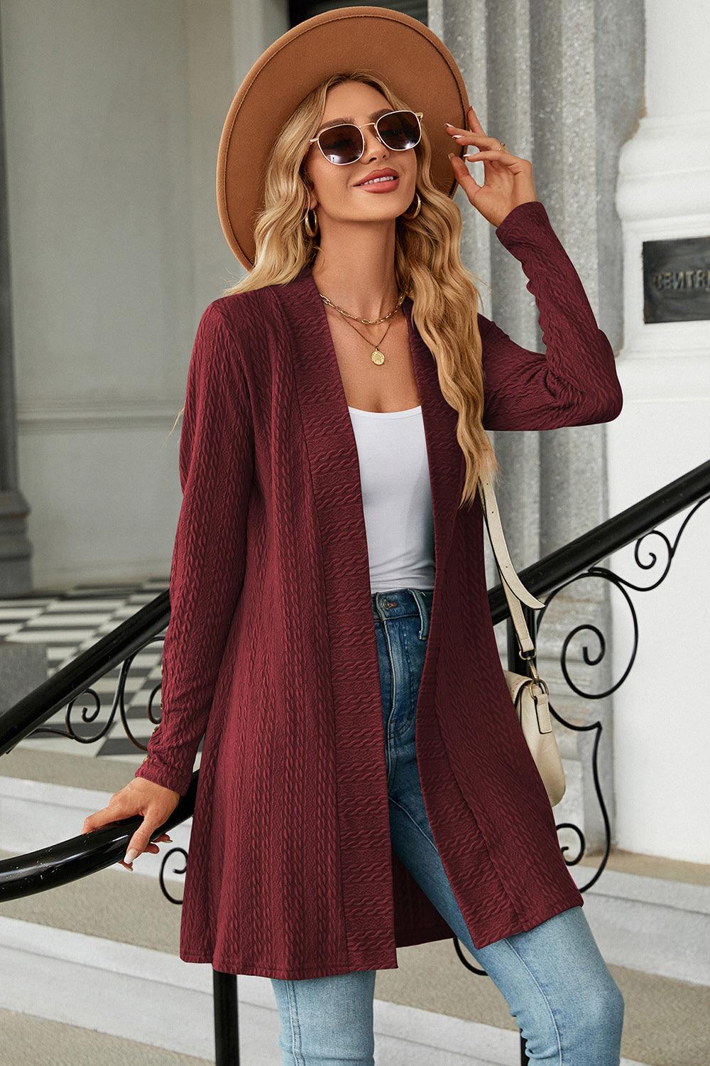 Open Front Long Sleeve Cardigan Carauana Store