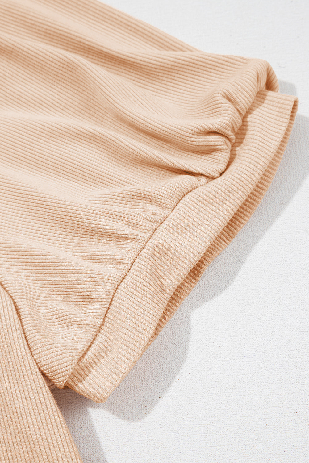 Pale Chestnut Crochet Floral V Neck Textured Short Sleeve Blouse