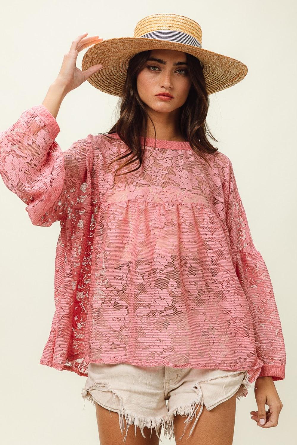 BiBi Floral Lace Long Sleeve Top Carauana Store