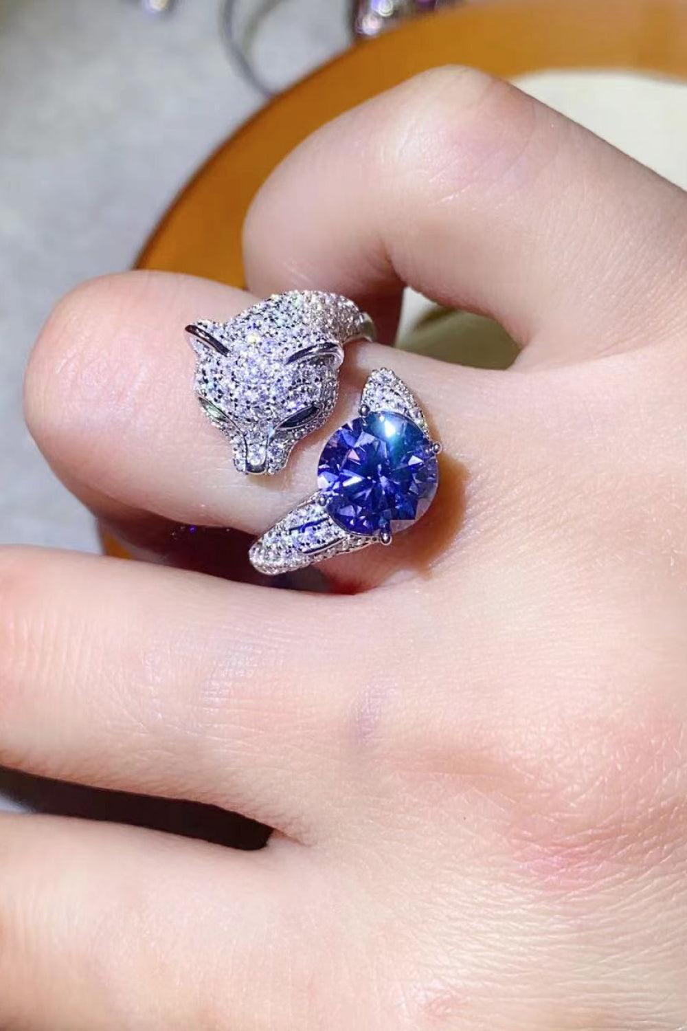 2 Carat Moissanite Adjustable Animal Bypass Ring Carauana Store