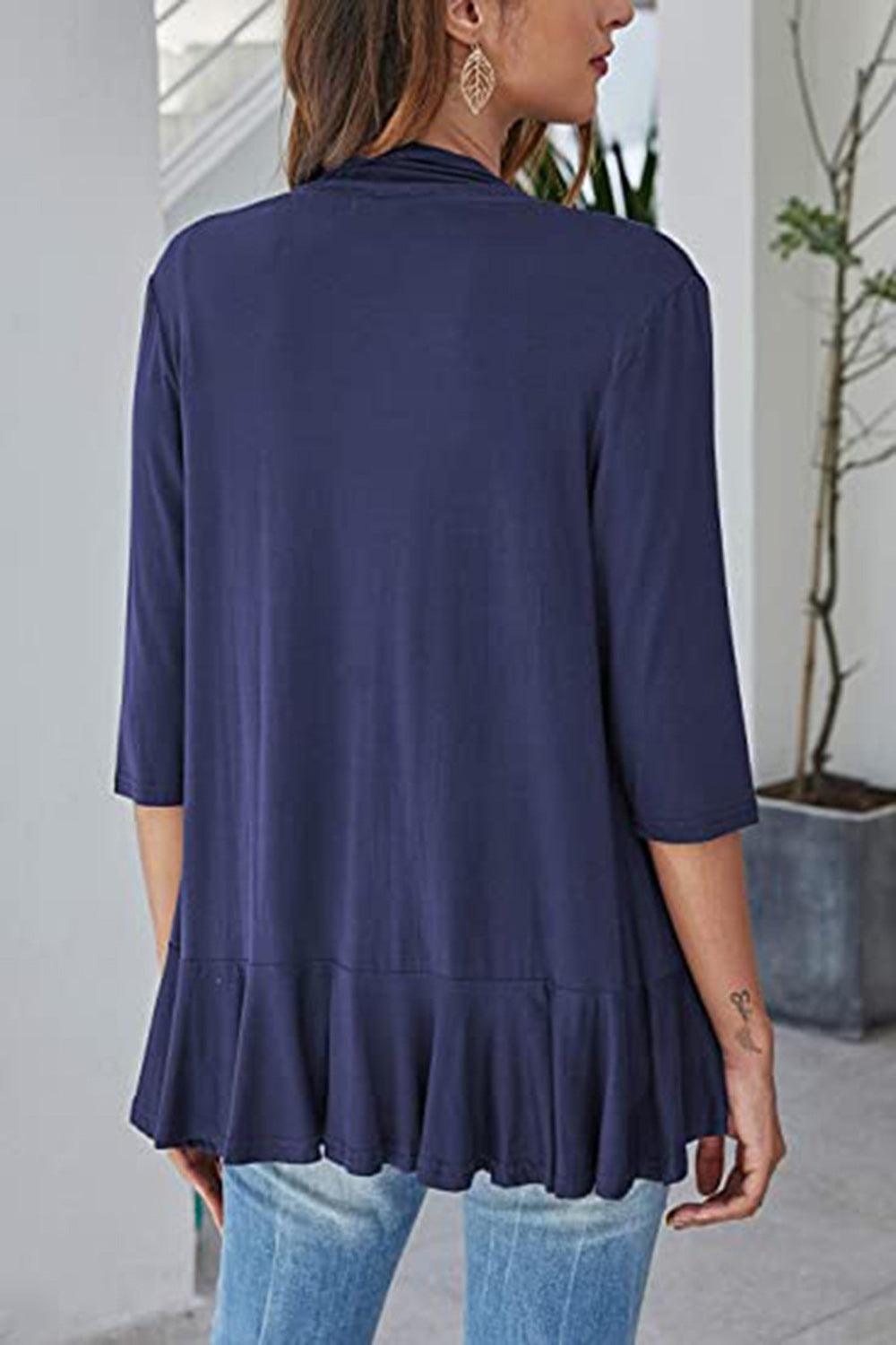 Open Front Three-Quarter Sleeve Cardigan Carauana Store