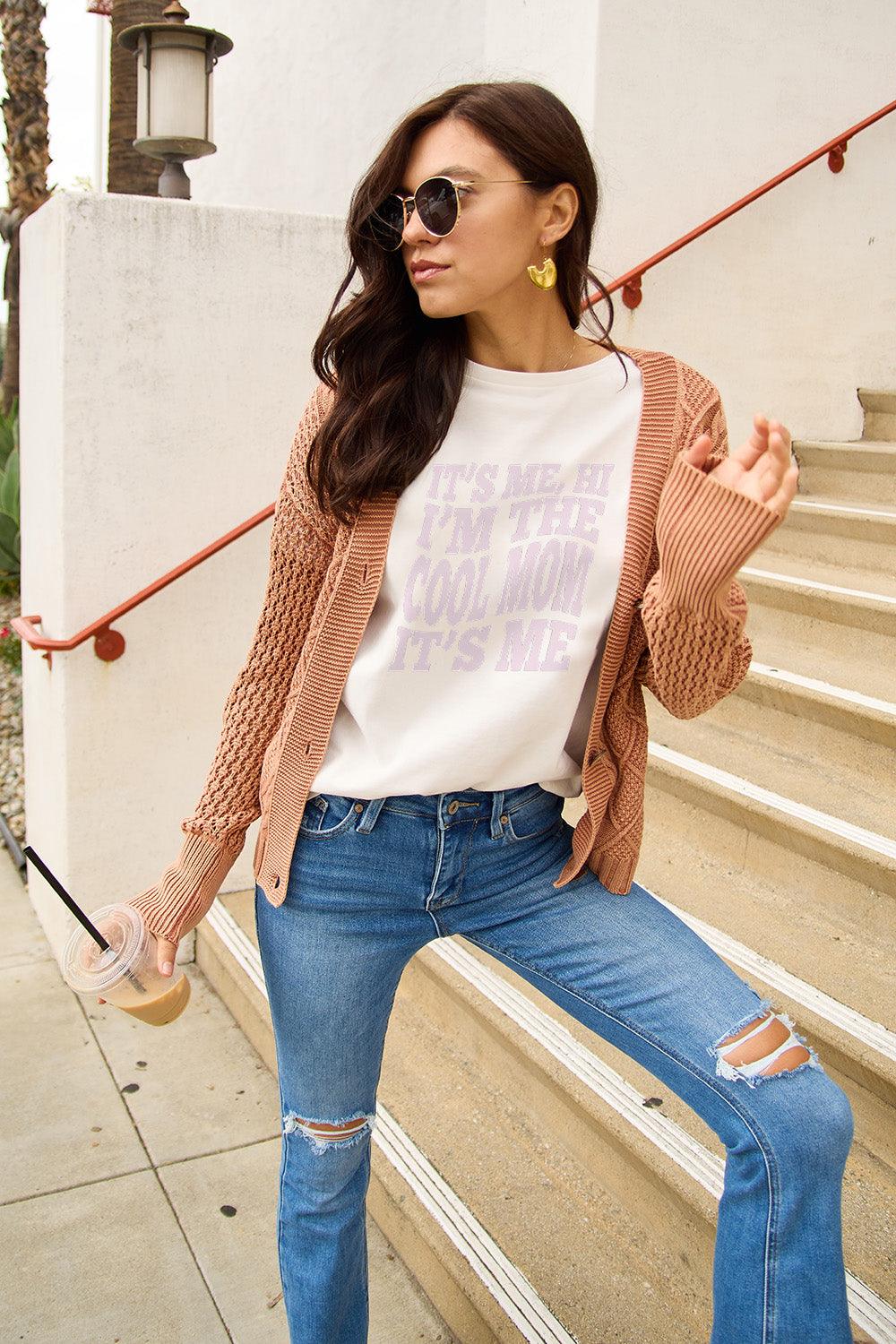 Simply Love Full Size IT'S ME,HI I'M THE COOL MOM IT'S ME Round Neck T-Shirt Carauana Store