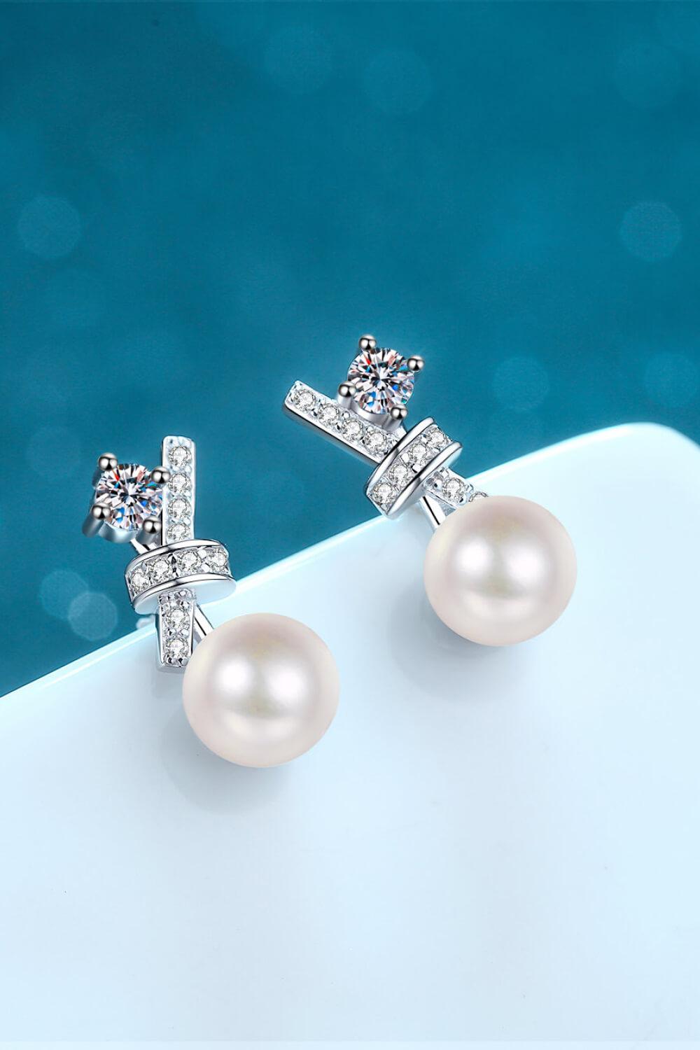 Pearl Moissanite Stud Earrings Carauana Store