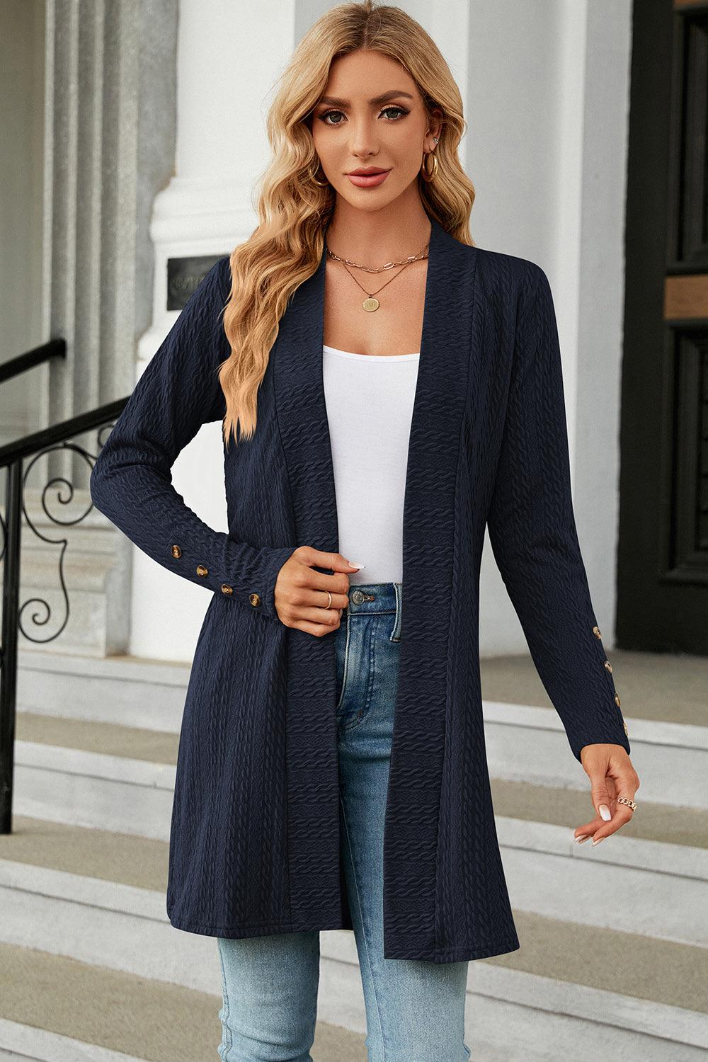 Open Front Long Sleeve Cardigan Carauana Store