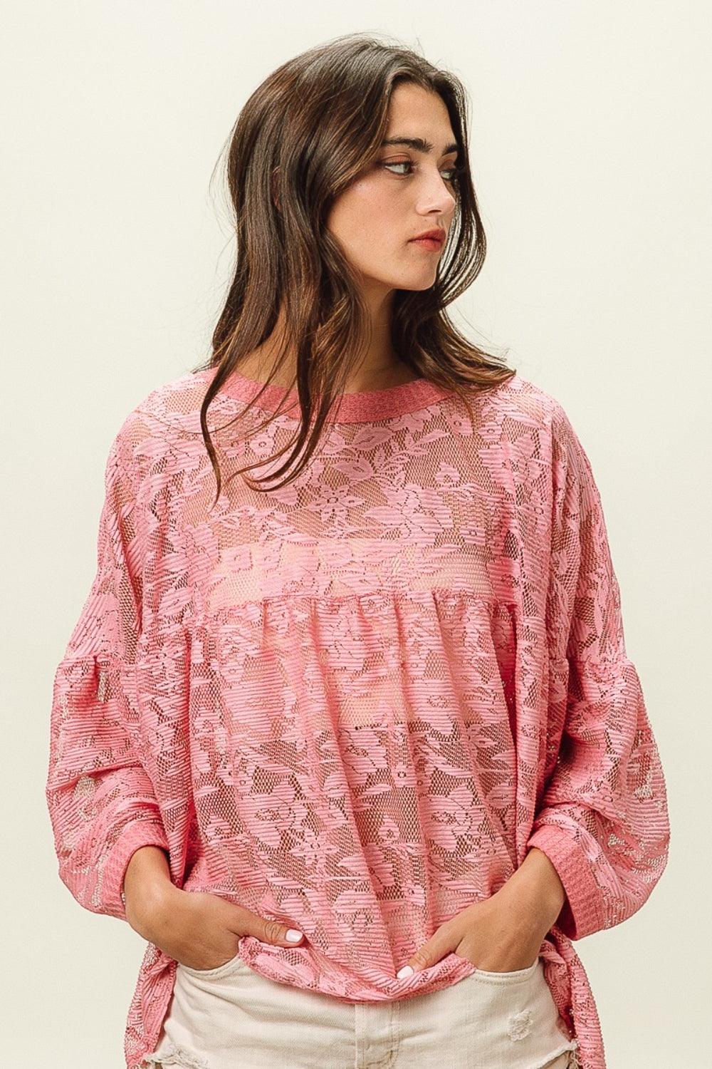 BiBi Floral Lace Long Sleeve Top Carauana Store