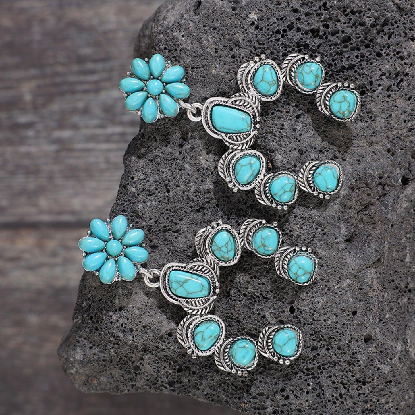 Artificial Turquoise Alloy Dangle Earrings Carauana Store