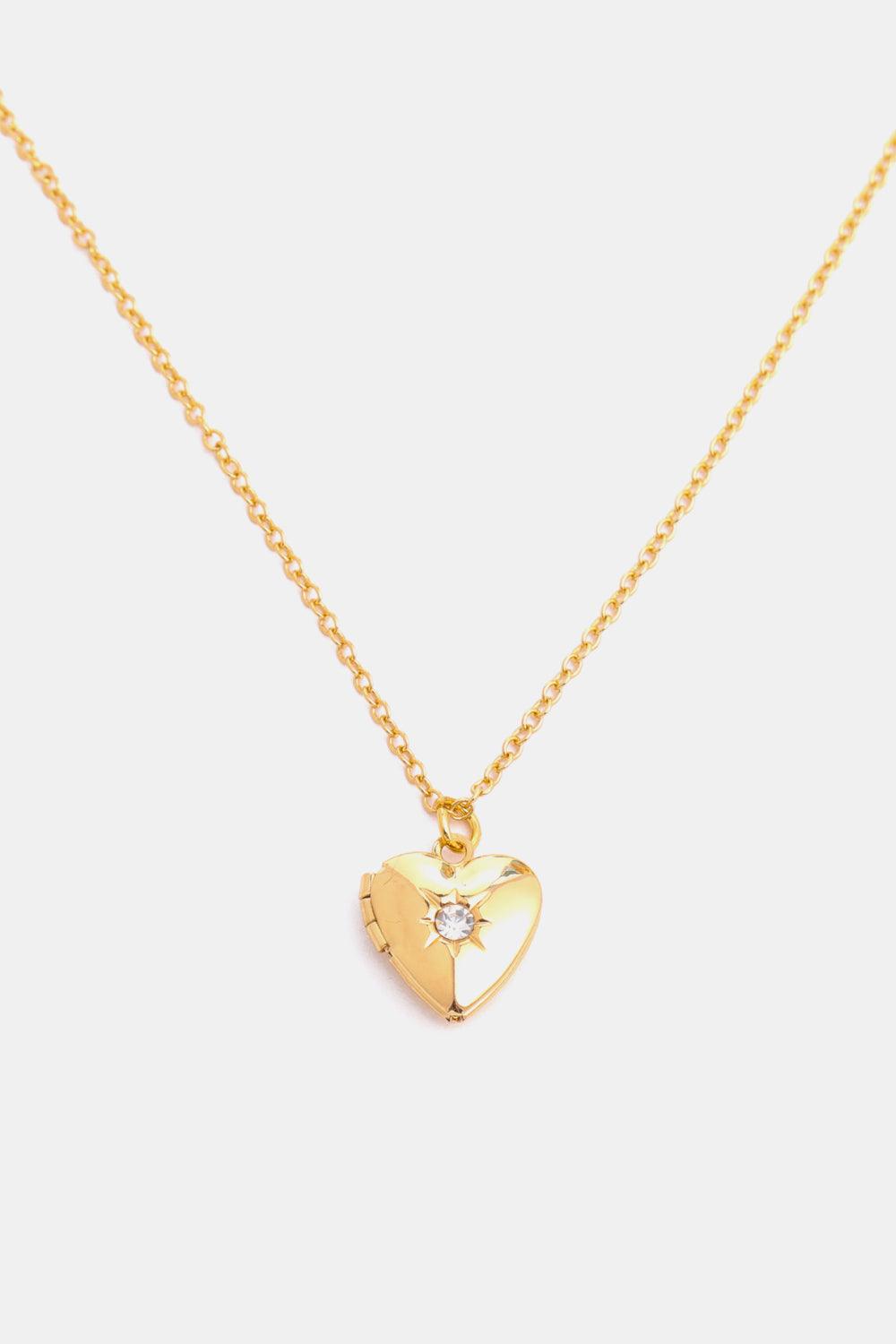 Zircon Heart Shape 14K Gold-Plated Pendant Necklace Carauana Store
