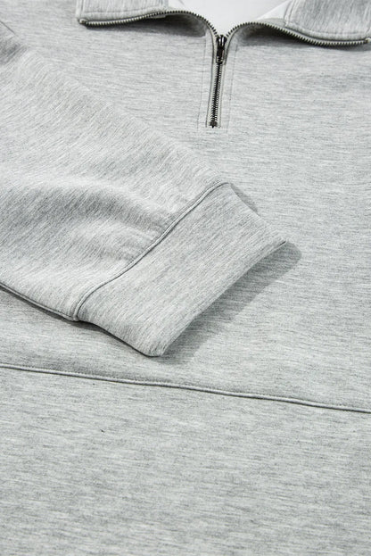 Half Zip Long Sleeve Top and Drawstring Shorts Set Carauana Store