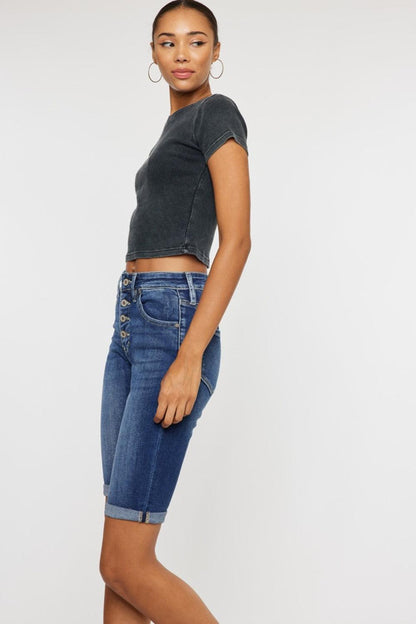 Kancan Full Size Cat's Whiskers Button Fly Denim Shorts Carauana Store