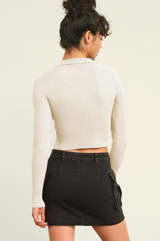 HYFVE Ribbed Double Zip Cropped Cardigan Carauana Store