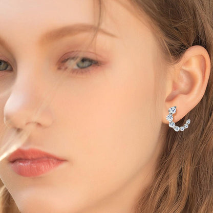 925 Sterling Silver Inlaid Moissanite Stud Earrings Carauana Store