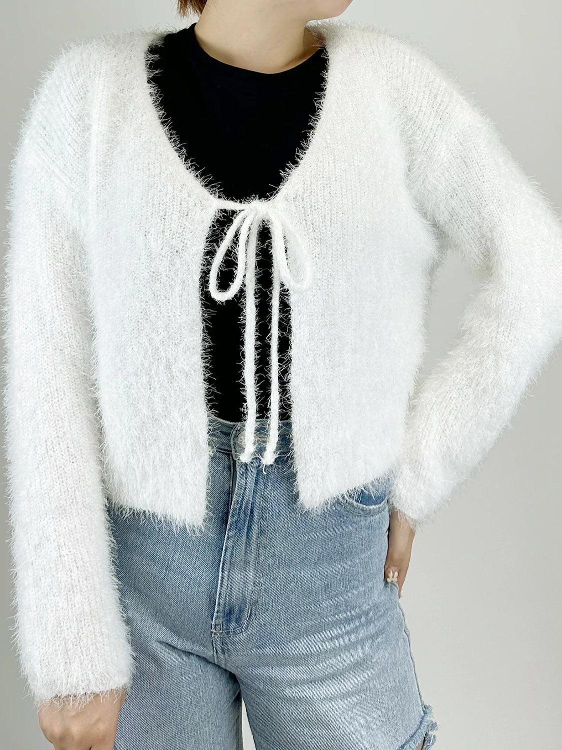 Tied Open Front Dropped Shoulder Cardigan Carauana Store