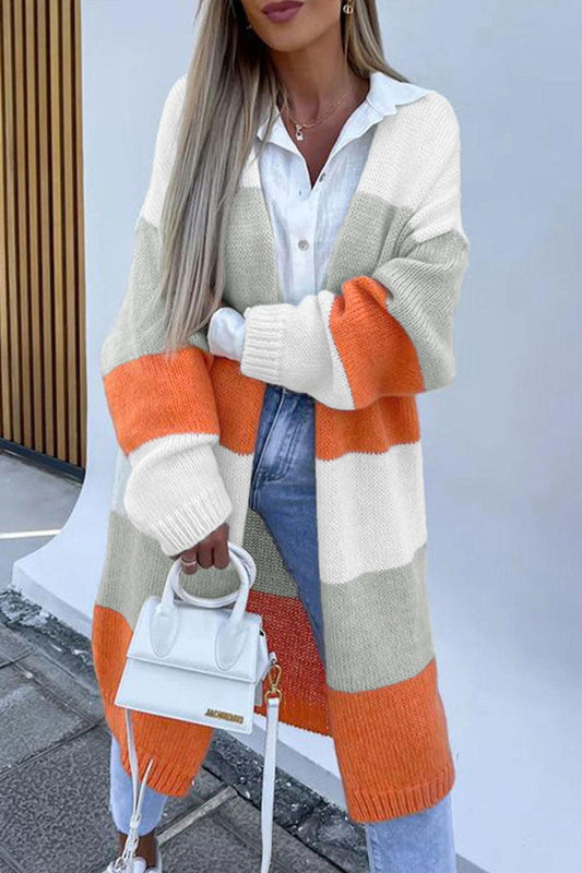 Color Block Open Front Duster Cardigan Carauana Store