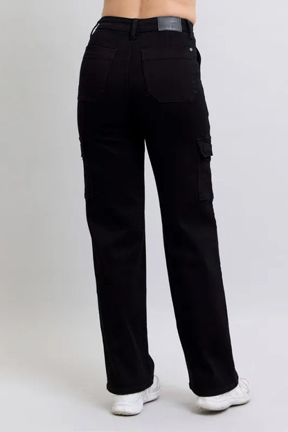 Judy Blue Full Size High Waist Cargo Wide Leg Jeans Plus Size