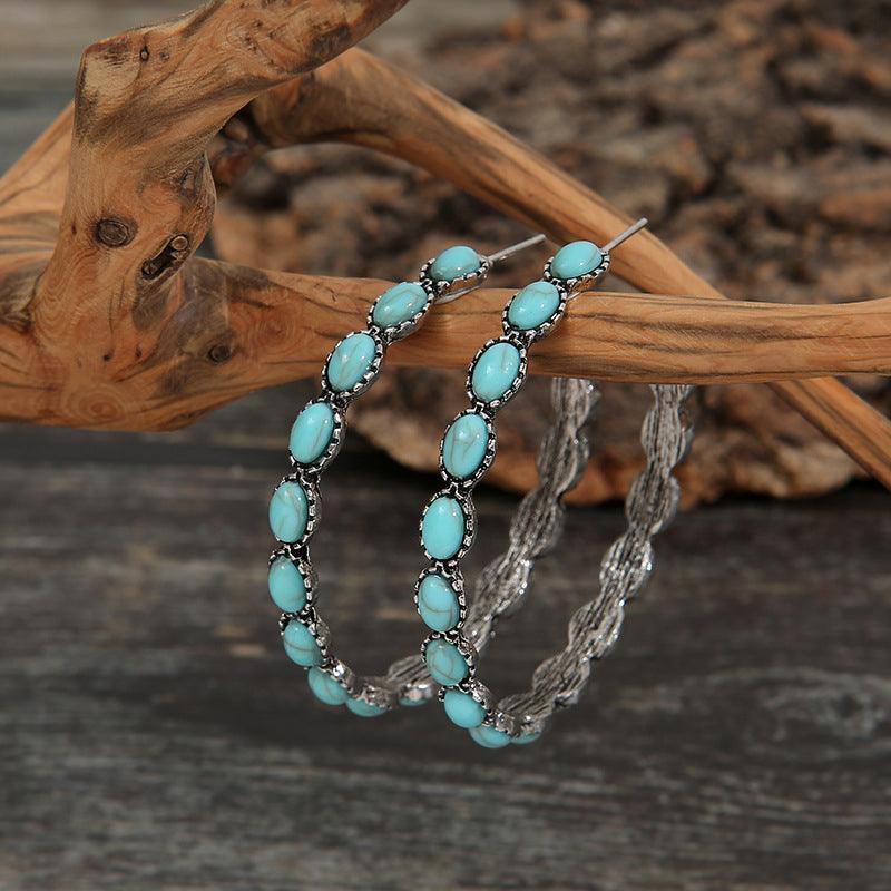 Artificial Turquoise C-Hoop Earrings Carauana Store