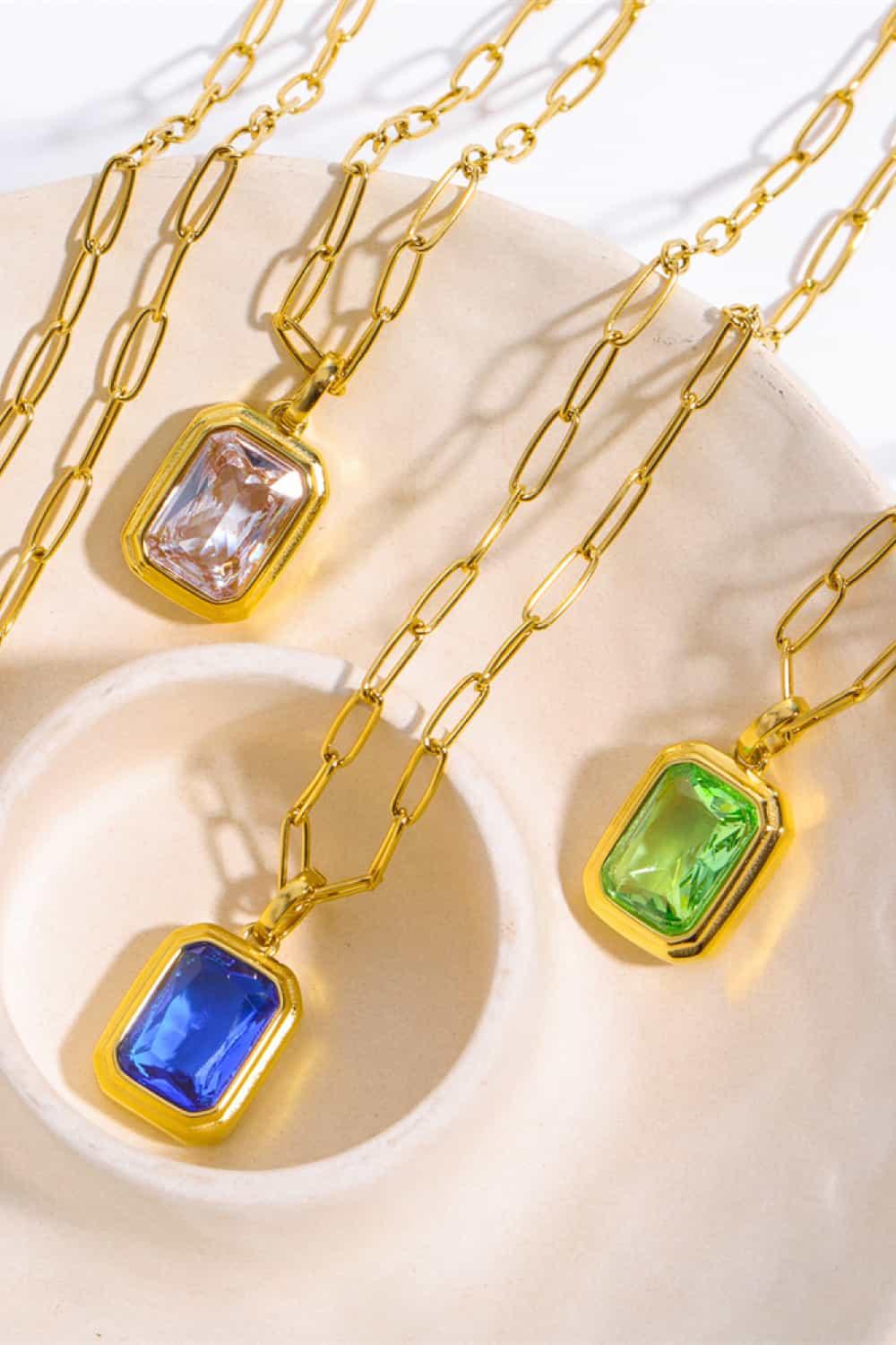 Zircon 18K Gold-Plated Geometrical Shape Pendant Necklace Carauana Store