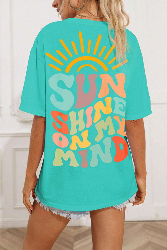 Mint Green SUNSHINE ON MY MIND Graphic Tee CaRaUaNa Fashion