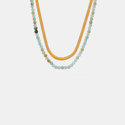 Beaded Titanium Steel Double-Layered Necklace Carauana Store