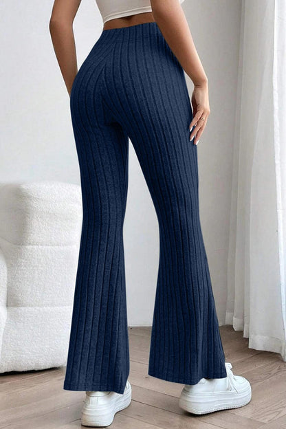 Basic Bae Full Size Ribbed High Waist Flare Pants Carauana Store