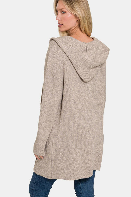 Zenana Hooded Open Front Sweater Cardigan Carauana Store