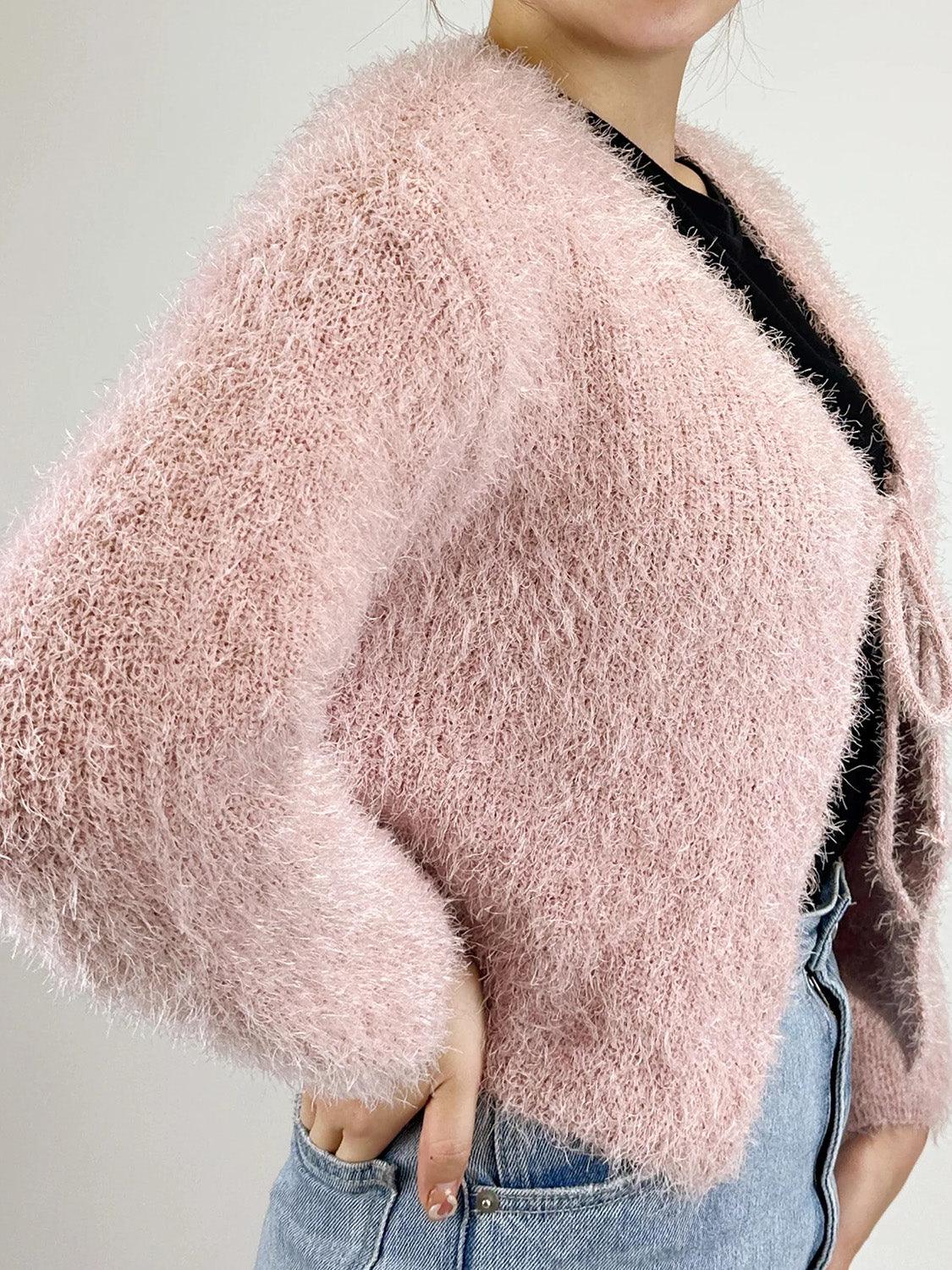 Tied Open Front Dropped Shoulder Cardigan Carauana Store