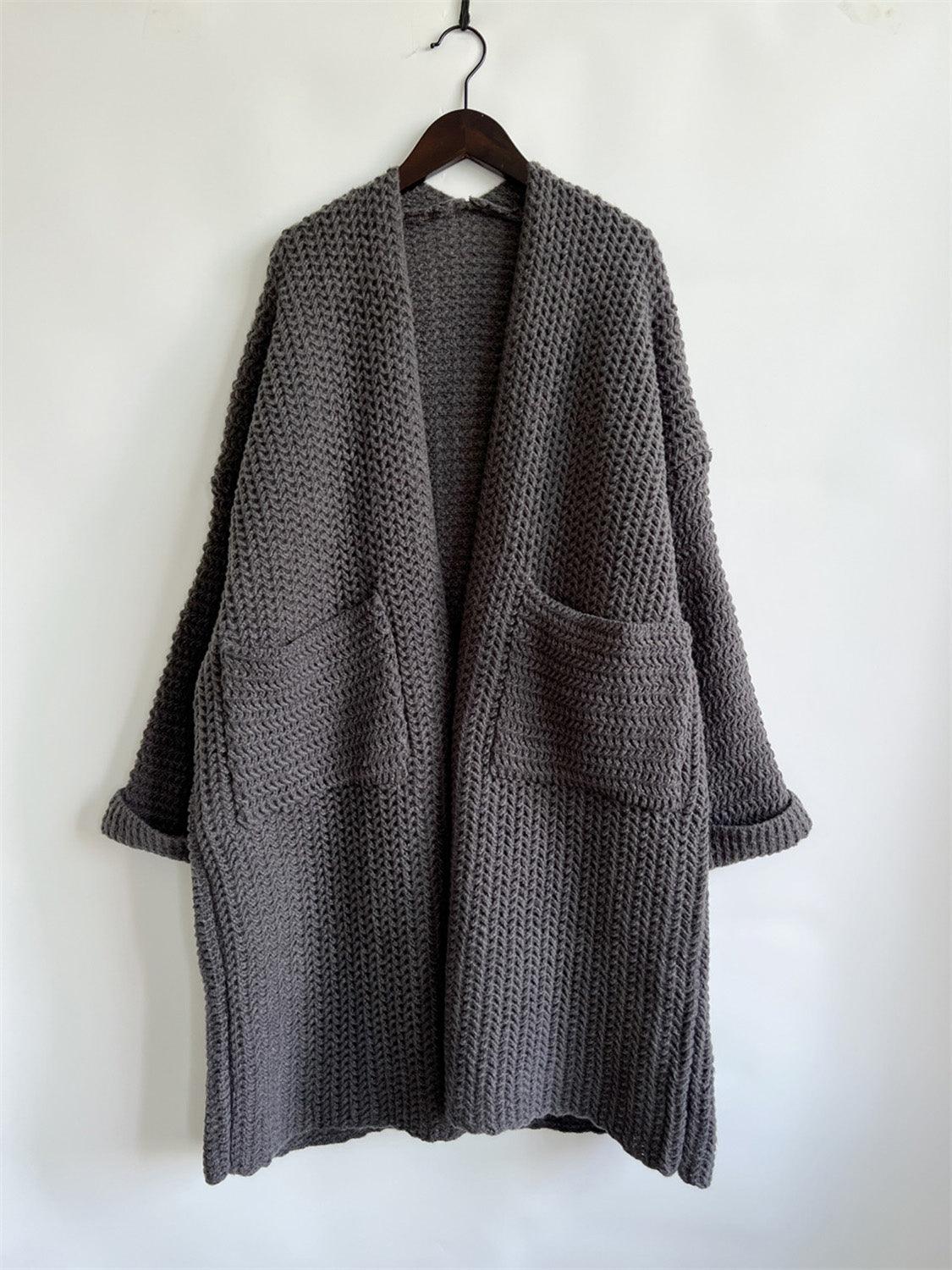 Open Front Long Sleeve Cardigan with Pockets Carauana Store