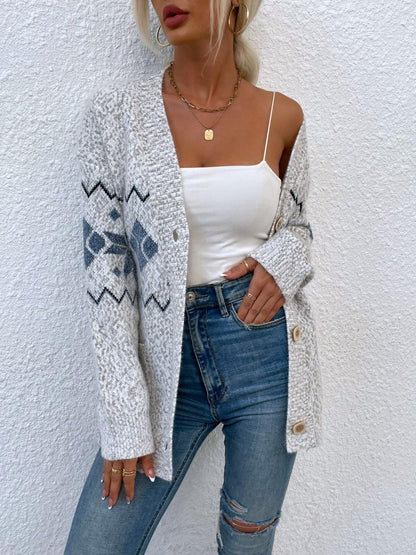 Heathered Pocketed Button Up Cardigan Carauana Store