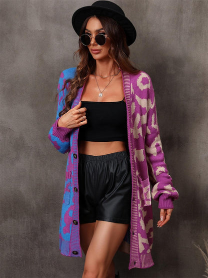 Angel Wings Leopard Button Down Longline Cardigan Carauana Store