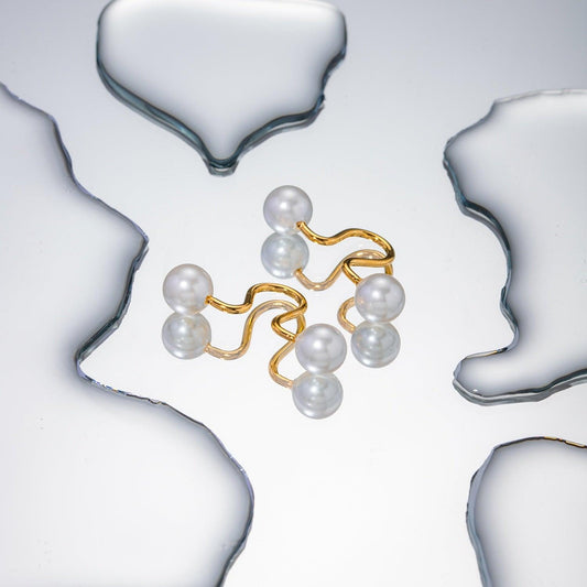 Stainless Steel Imitation Pearl Cuff Earrings Carauana Store