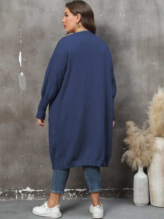 Plus Size Long Sleeve Pocketed Cardigan Carauana Store