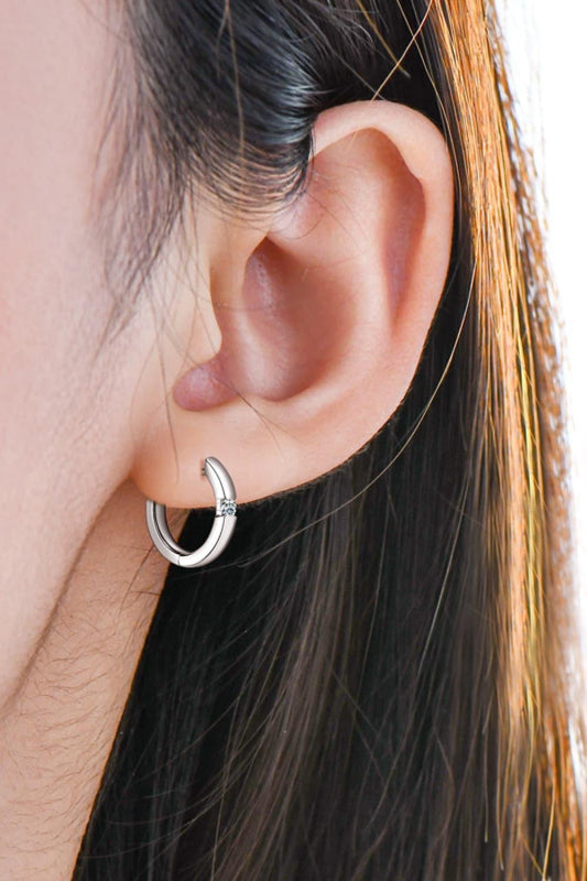 Moissanite 925 Sterling Silver Huggie Earrings Carauana Store