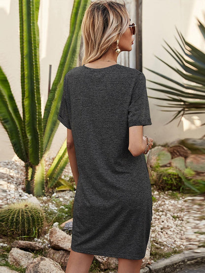 V-Neck Short Sleeve Mini Dress Carauana Store