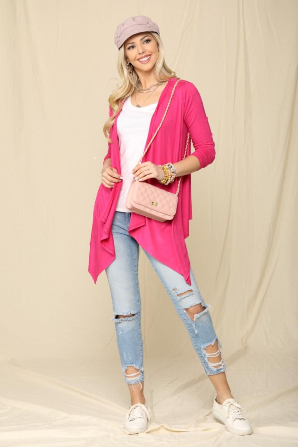 Celeste Full Size Open Front Knit Cardigan Carauana Store