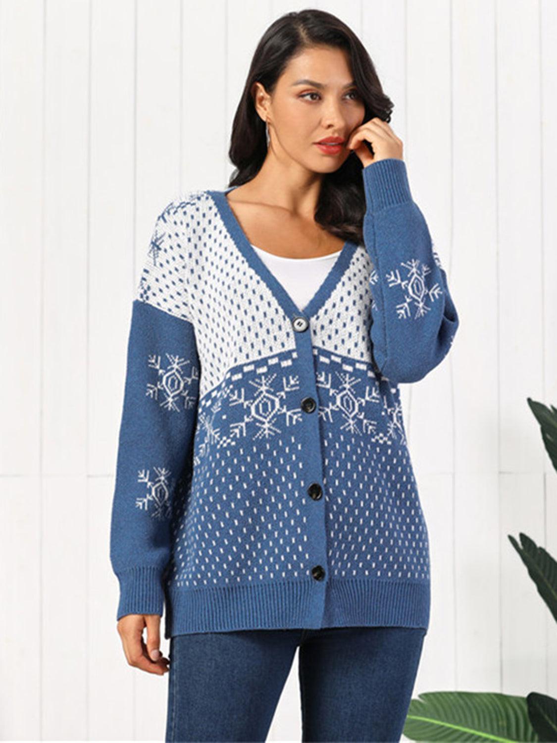 Snowflake Button Down Cardigan Carauana Store