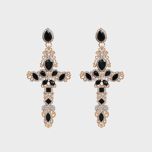 Rhinestone Alloy Cross Earrings Carauana Store