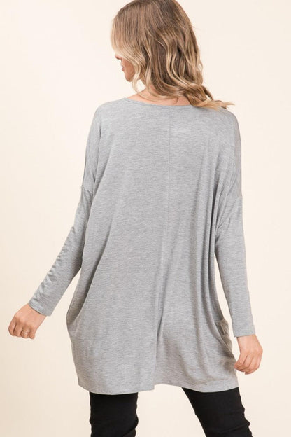 BOMBOM Round Neck Long Sleeve Oversized Top Carauana Store