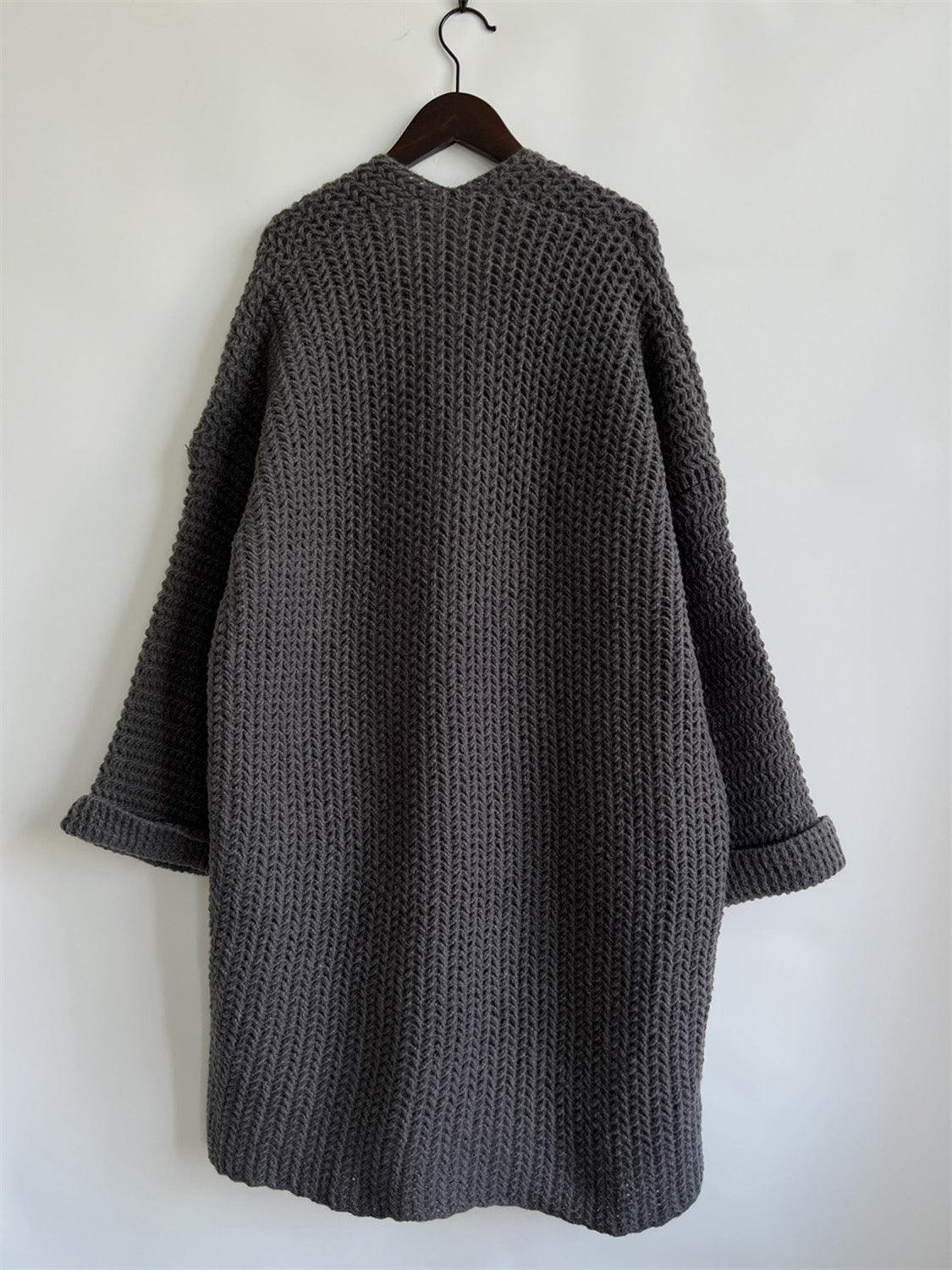 Open Front Long Sleeve Cardigan with Pockets Carauana Store