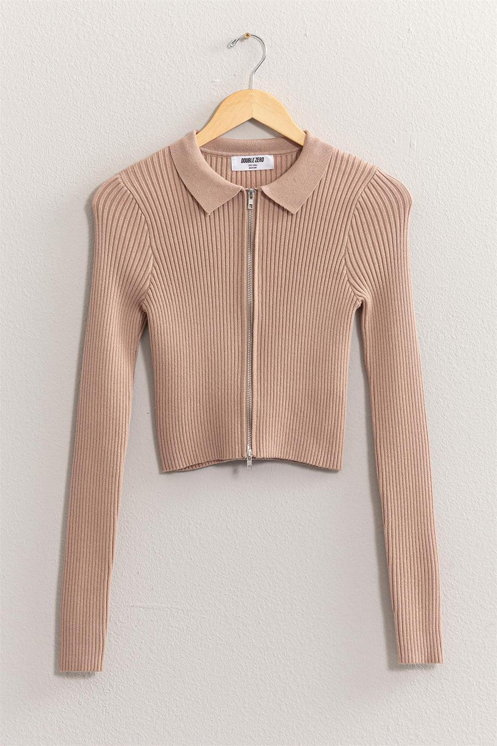 HYFVE Ribbed Double Zip Cropped Cardigan Carauana Store
