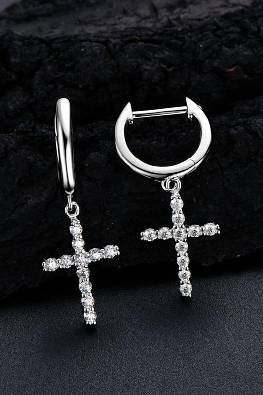 925 Sterling Silver Moissanite Cross Earrings Carauana Store