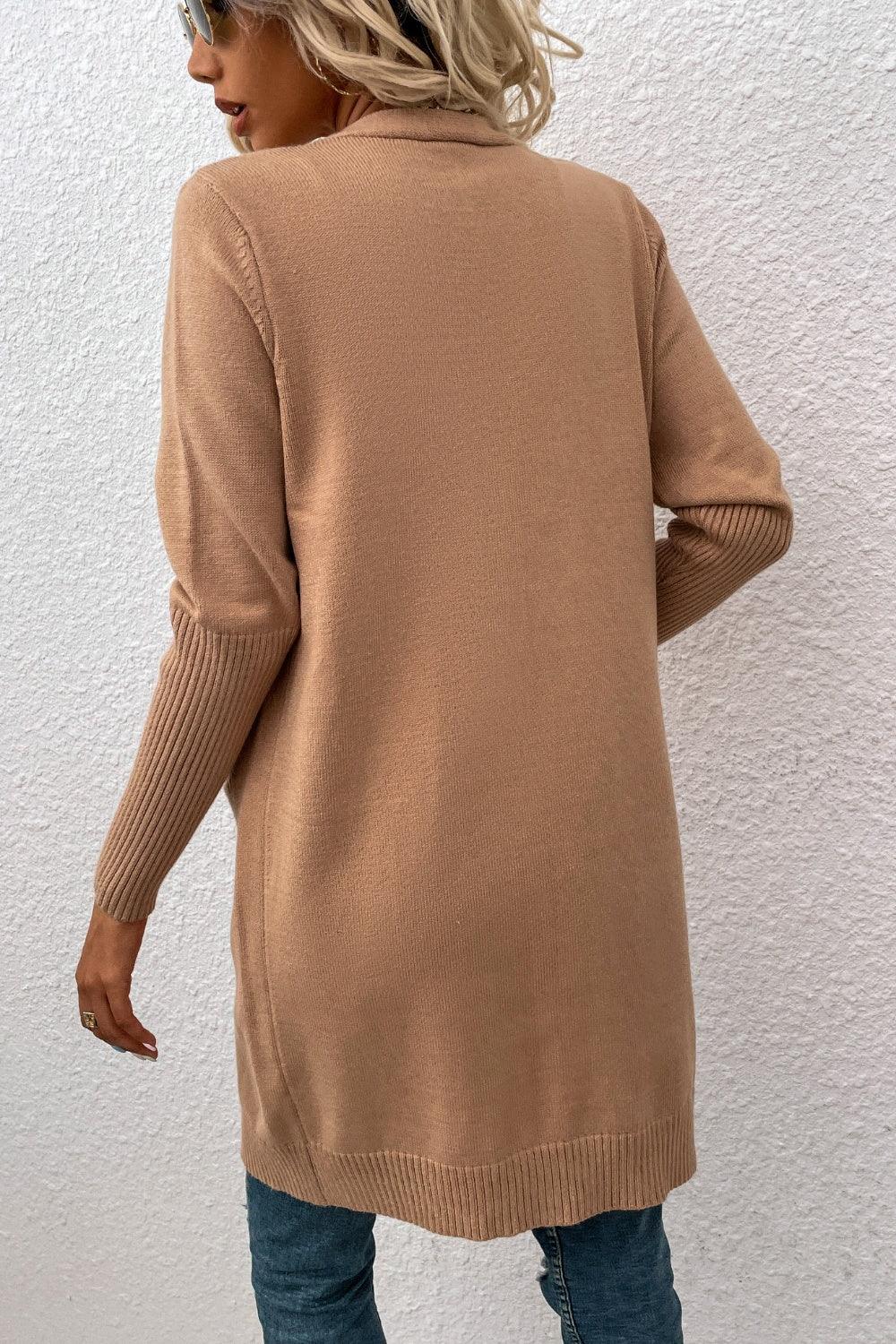 Open Front Long Sleeve Cardigan with Pockets Carauana Store