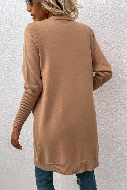 Open Front Long Sleeve Cardigan with Pockets Carauana Store