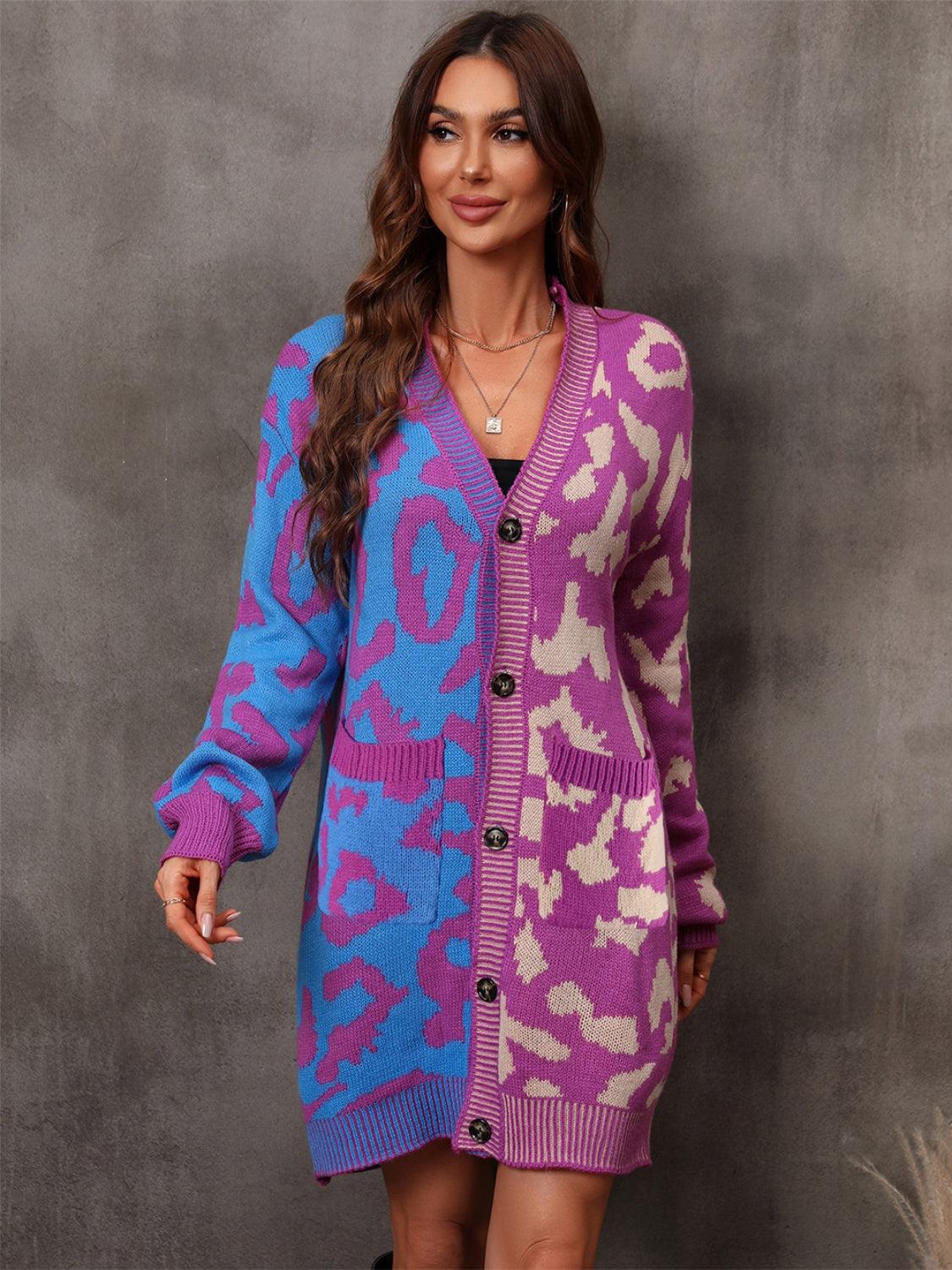 Angel Wings Leopard Button Down Longline Cardigan Carauana Store