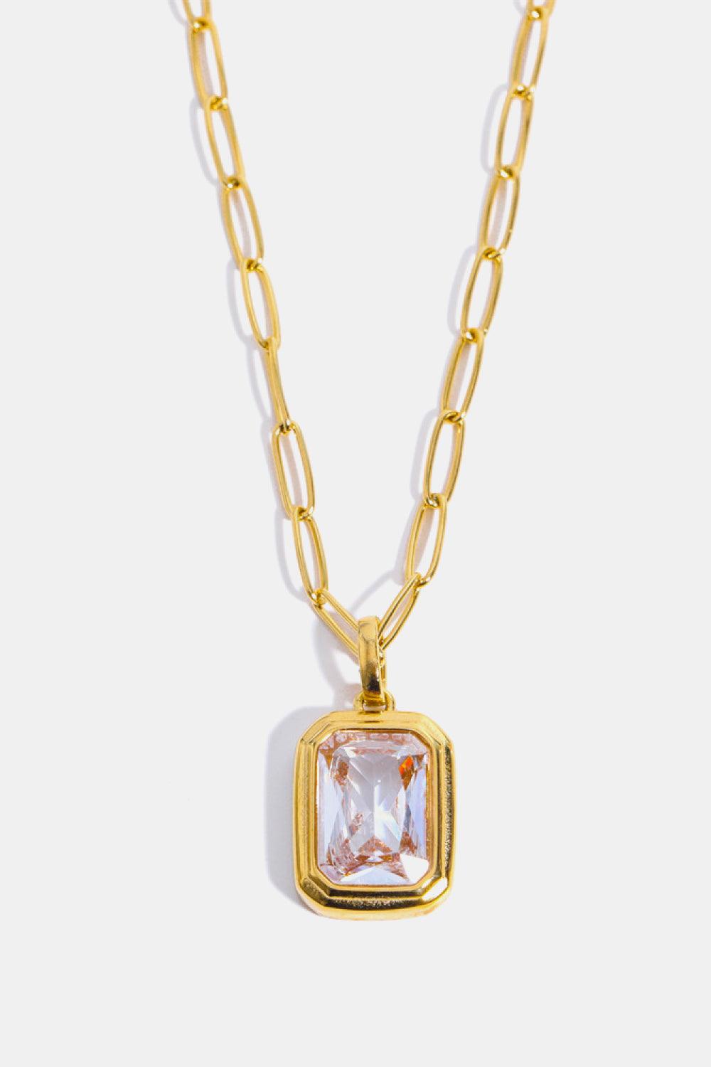 Zircon 18K Gold-Plated Geometrical Shape Pendant Necklace Carauana Store