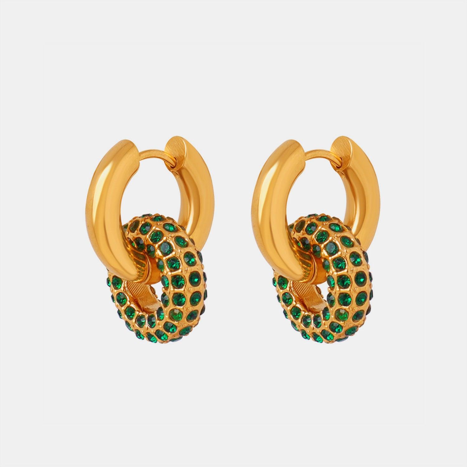 Titanium Steel Inlaid Zircon Double-Hoop Earrings Carauana Store