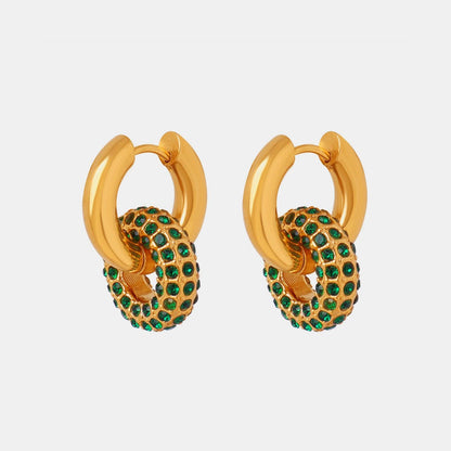 Titanium Steel Inlaid Zircon Double-Hoop Earrings Carauana Store